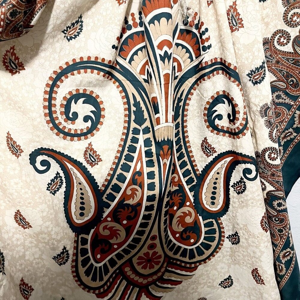 California Breeze Free Size Maxi Paisley Print Drawstring Kaftan - Picture 6 of 9